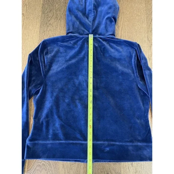 Juicy Couture Youth Blue Jacket Girl’s Size XXL Full Zip Hood Heavy Velour
